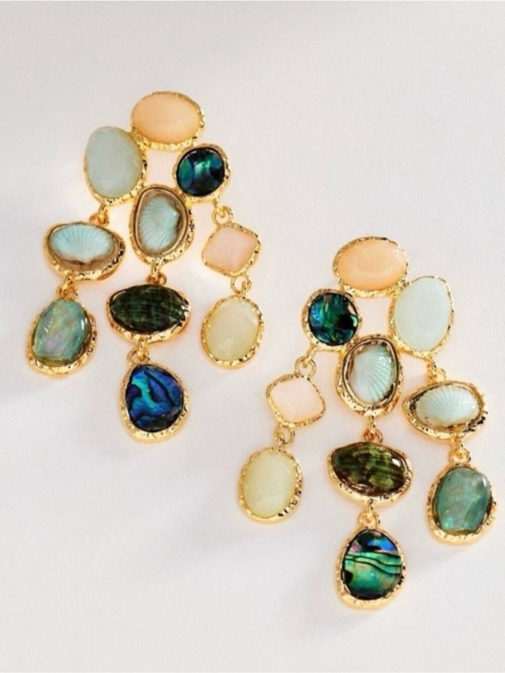 Anthropologie Shell Cascade Earrings New Teal
